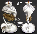Rare Antique Early 1800s Georgian Silver Plate 6" Wax Jack, Desk or Writer's Candle