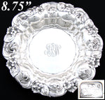 Gorgeous Antique Whiting Art Nouveau Sterling Silver 8.75" Bowl, "Violet" Pattern Floral Repousse