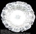 Gorgeous Antique Whiting Art Nouveau Sterling Silver 8.75" Bowl, "Violet" Pattern Floral Repousse