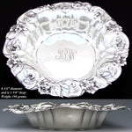Gorgeous Antique Whiting Art Nouveau Sterling Silver 8.75" Bowl, "Violet" Pattern Floral Repousse