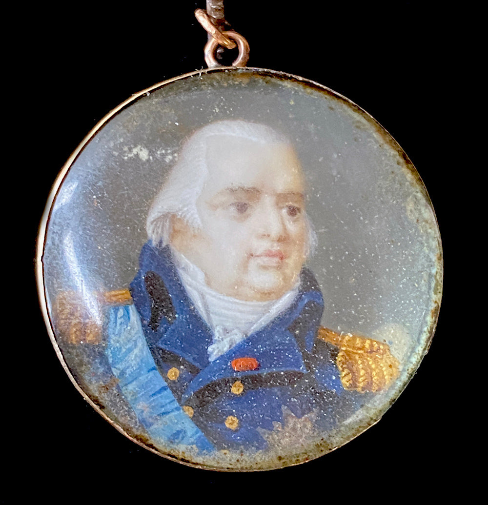 Antique 17th Century Portrait Miniature of King Louis XVI in 1 1/8" Diameter 18k Gold Locket