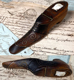 Antique French Hand Carved 5 3/4" Long Shoe or Boot Snuff Box Pique, 18th Century to Early 1800s