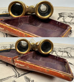 Antique French Palais Royal 18th Century Ivory Opera Glasses, Binoculars, in Original Wood Case