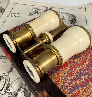 Antique French Opera Glasses, Binocular, 19th Century Carved Ivory Barrels, Clear Optics