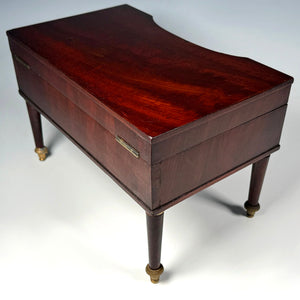 RARE Antique French Palais Royal Piano Shape Sewing Box, Scent Bottles, MOP Sewing Tools, 18k