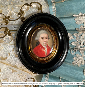 Fine Antique 18th Century French Portrait Miniature 18k Gold Brooch with Custom Fitted Period Frame