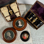 Fine Early 1800s French Portrait Miniature Snuff Box, Portrait of a Beautiful Woman on Burl Wood Box