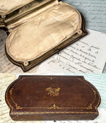 Antique French Sewing Necessaire, Etui in Leather, 18k on Sterling Silver Sewing Tools c. 1900 - 1920