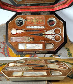 Superb Antique French Palais Royal Sewing Box, Casket, Necessaire 18k Gold, Mother of Pearl, c.1810-30