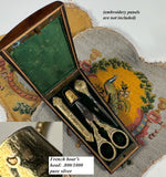 Antique French Napoléon III era (c.1850-70) Sewing Etui, Necessaire, Sterling & 18k Vermeil Tools