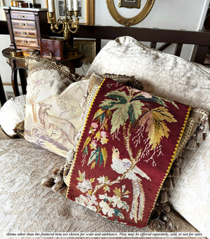 Antique French Napoléon III, Victorian, Needlepoint Tea Tray Pad, Panel, Make into Pillow or Bench Top