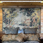 Vintage French 54" x 35.5"  Wall Tapestry in Manner of Aubusson, Artist Signed, Ready to Hang