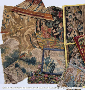 RARE 19" x 14" Antique French Louis XIV Needlework Point de Saint-Cyr Needlework Tapestry, Dragon, Figural, Needlepoint Wall Hanging, Pillows?
