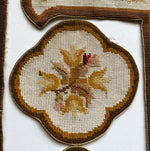 Antique French Ecclesiastical Robe Needlepoint Embroidery Set of 7 Pieces Including Cross, Unused