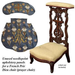 RARE Find! Antique French Silk Needlepoint Panels to Upholster an Antique Prie Dieus Prayer Chair