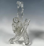 Antique French Art Nouveau 4-Tube Art Glass Bud Vase, 8.75" Tall, Unsigned, Beautiful