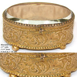 Lovely Antique French Victorian Era 3.5" Display Box or Jewelry Casket, Thick Beveled Glass Top