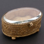Lovely Antique French Victorian Era 3.5" Display Box or Jewelry Casket, Thick Beveled Glass Top