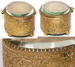 Lovely Antique French Victorian Era 3.5" Display Box or Jewelry Casket, Thick Beveled Glass Top