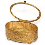 Lovely Antique French Victorian Era 3.5" Display Box or Jewelry Casket, Thick Beveled Glass Top