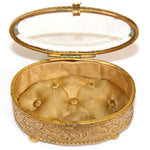 Lovely Antique French Victorian Era 3.5" Display Box or Jewelry Casket, Thick Beveled Glass Top