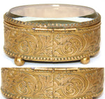 Lovely Antique French Victorian Era 3.5" Display Box or Jewelry Casket, Thick Beveled Glass Top