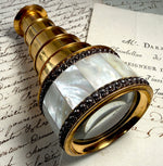 Stunning Antique French Palais Royal 5-Draw Monocular, Opera Glass in Mother of Pearl and Cut Steel Jewels