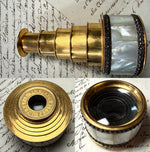 Stunning Antique French Palais Royal 5-Draw Monocular, Opera Glass in Mother of Pearl and Cut Steel Jewels