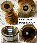 Stunning Antique French Palais Royal 5-Draw Monocular, Opera Glass in Mother of Pearl and Cut Steel Jewels