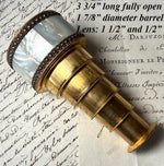 Stunning Antique French Palais Royal 5-Draw Monocular, Opera Glass in Mother of Pearl and Cut Steel Jewels