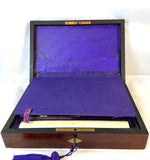 Large French Antique Compas Superieurs Drafting Compass Set, Nécessaire, Boulle Inlay Rosewood Box, Watercolor Bricks, Aquarelle