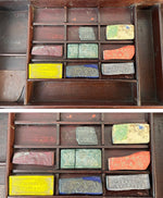 Large French Antique Compas Superieurs Drafting Compass Set, Nécessaire, Boulle Inlay Rosewood Box, Watercolor Bricks, Aquarelle