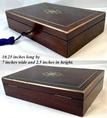 Large French Antique Compas Superieurs Drafting Compass Set, Nécessaire, Boulle Inlay Rosewood Box, Watercolor Bricks, Aquarelle