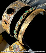 Beautiful Vintage Satin Finish and Engraved 14k Yellow Gold 3/8" Wide Bangle Bracelet, 7" Wrist