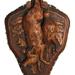 Rare Antique Victorian Era Black Forest Carved 20" Fireplace Bellows: Boar, Game Bird, Oak Leaves & Acorns
