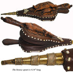 Rare Antique Victorian Era Black Forest Carved 20" Fireplace Bellows: Boar, Game Bird, Oak Leaves & Acorns