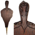 Rare Antique Victorian Era Black Forest Carved 20" Fireplace Bellows: Boar, Game Bird, Oak Leaves & Acorns