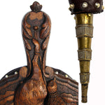 Rare Antique Victorian Era Black Forest Carved 20" Fireplace Bellows: Boar, Game Bird, Oak Leaves & Acorns