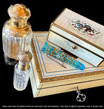 Rare Petit French Electric Blue Blown and Painted Glass Vase Brooch, Porte Bouquet, Tussie-Mussie