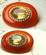 Antique Victorian 12k Gold Brooch, Carnelian Citrine and Seed Pearl, Excellent Quality and Condition