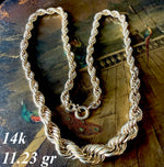 Vintage 14k Yellow Gold Graduated Link Necklace, 11.23 Grams and 17 1/2" Length, c.1980s