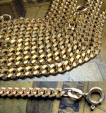 Antique Edwardian Era 25.5" Long Solid Link 9k Gold Muff Chain, 21.73 Grams, Marked and Tested