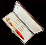 Elegant Antique French Crochet Tambour, Banded Agate Handle, 4 Hooks in Original Box, Nécessaire