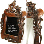 Antique to Vint. French Carved Wood 25.5" Wall Mirror: Acanthus, Foliage & Flowers