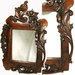 Antique to Vint. French Carved Wood 25.5" Wall Mirror: Acanthus, Foliage & Flowers