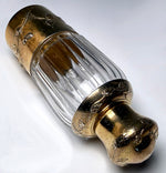 Antique French Art Nouveau Sterling Silver 18k Gold Vermeil Liqueur Flask with Shot Glass or Cup