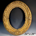 Fabulous Ornate Antique French Frame 24" x 20", Gesso on Wood c.1830s for Painting or Mirror