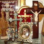 Antique French Devotional Portrait of Christ on 4.75" Porcelain Plaque, 8" Gilt Reticulated Frame