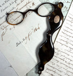 Exquisite 19th Century Napoleon III French Lorgnette in Tortoise Shell and 18k Gold w Medallion and Monogram