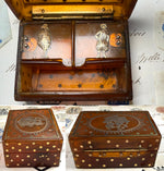 Rare Antique French Blond Tortoise Shell Boite à Mouche or Patch Box, Figural 18k Gold Pique